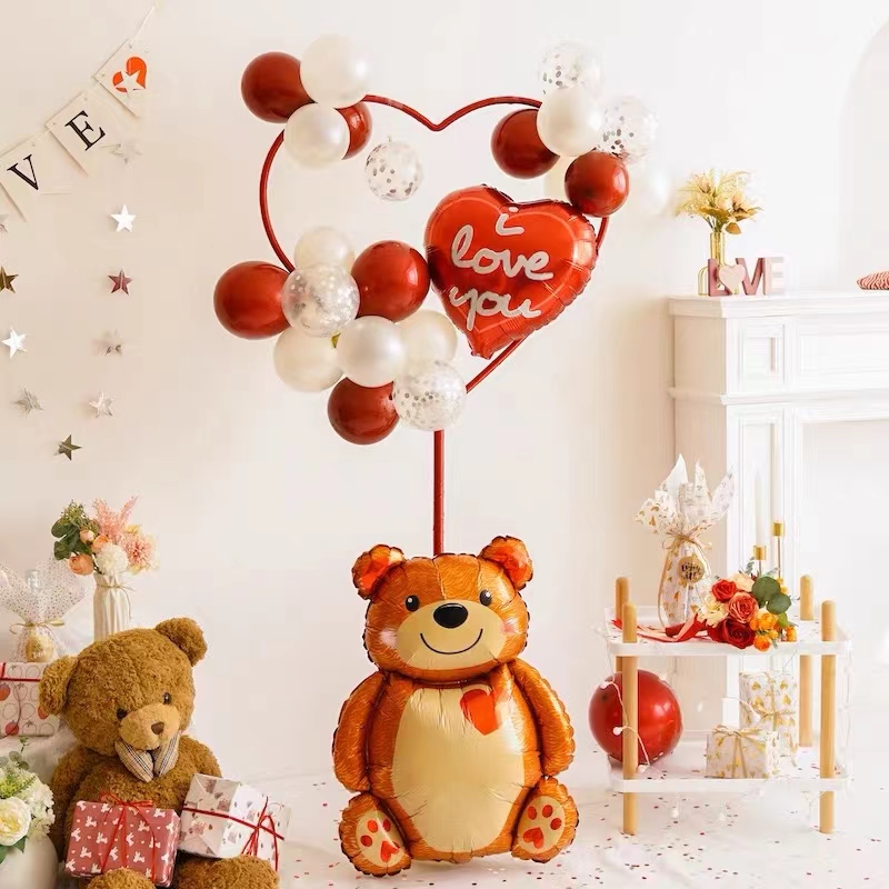 Шар (33''/84 см) Фигура, Мишка с сердцем, 1 шт. в уп.